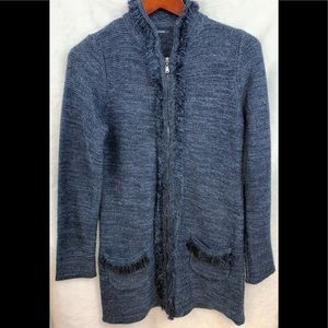 Tahari cardigan long full zip up Navy blue Size XS